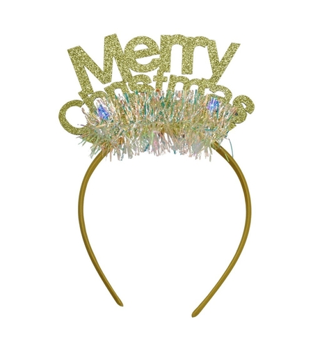 Bentita/cerc Mery Cristmas, culoare auriu cu beteala, marime standard, Flippy