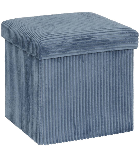 Taburet pliabil Atmosphera Arum din material tip catifea raiat, 38x38x38 cm, albastru inchis