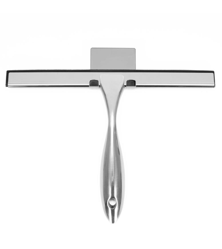 Racleta pentru baie din inox cu suport adeziv, lama 25 cm, finisaj lucios argintiu
