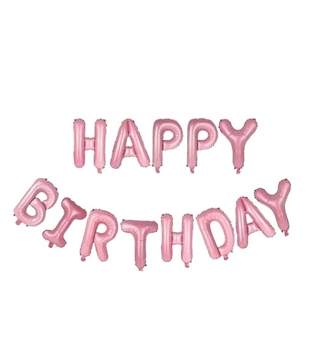 Set baloane folie Flippy, Happy Birthday, 40 cm, roz deschis