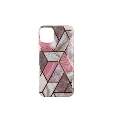 Husa protectie Vafy compatibila cu Apple iPhone 12 Pro Max Soft IMD TPU Marble Geometric Alb