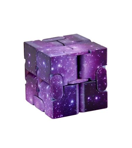 Jucarie Interactiva Antistres cu Miscari Infinite, Cub Magic, 3 ani, 4x4x4cm, Violet