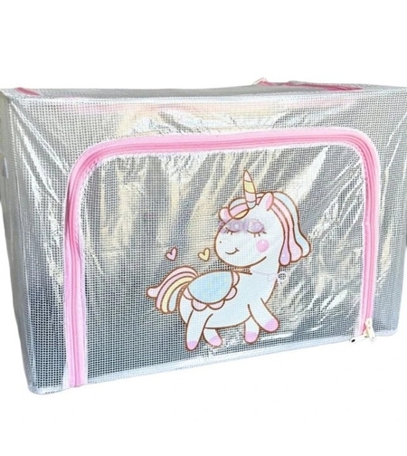 Cutie de Depozitare, Flippy, pentru Camera Copiilor, 66L, din PVC, Model Unicorn, 50 x 40 x 33 cm, Transparent