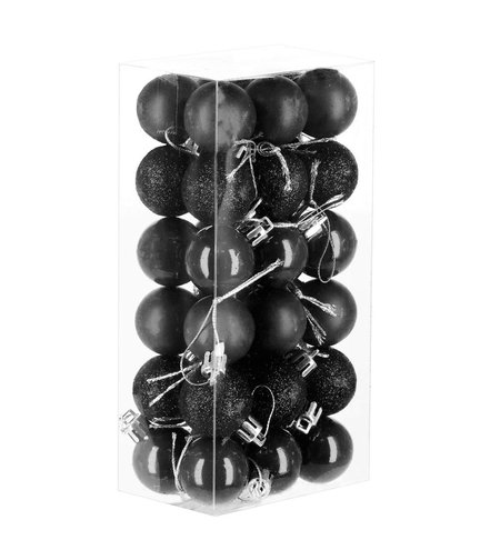 Set globuri de Craciun, 36 bucati, 3 modele, 3cm, negru