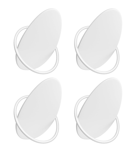 SONGMICS Set 4 carlige perete, design oval din otel, 5 kg per carlig, 9x5x7 cm, alb perlat