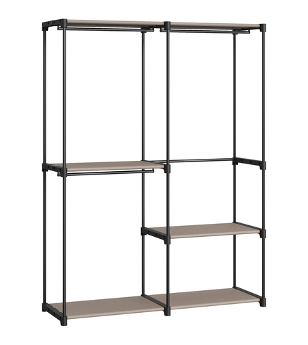 SONGMICS Dulap de haine portabil, cu 3 bare de agatat si rafturi, 138x43x182 cm, maro taupe