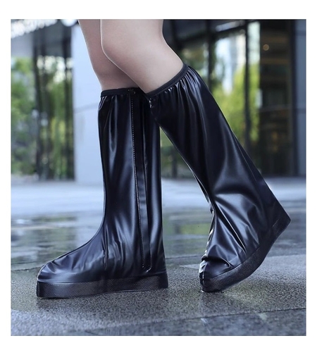 Protectie Incaltaminte pentru Ploaie si Noroi, Flippy, Impermeabila, Talpa Antiderapanta, cu Fermoar si Capsa, Inaltime 40 cm, Marime XXXL 44-45, Negru