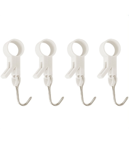 Set 4 Carlige Multifunctionale, Flippy, Tubulare, Pentru Baie/Bucatarie, din ABS, 8.7 x 3.5 cm, Alb