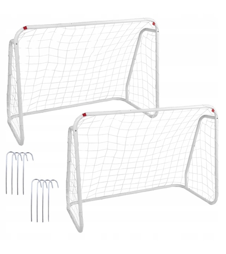 Set 2 porti de fotbal metalice, 96x124cm, profil 28mm, cu elemente de fixare