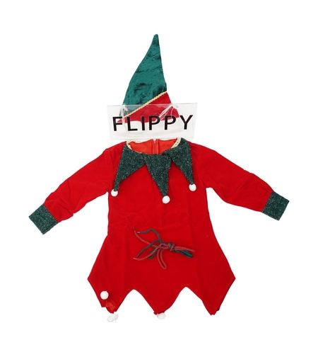 Costum Craciun, Flippy, Spiridus, rosu, 7 - 9 ani, catifea