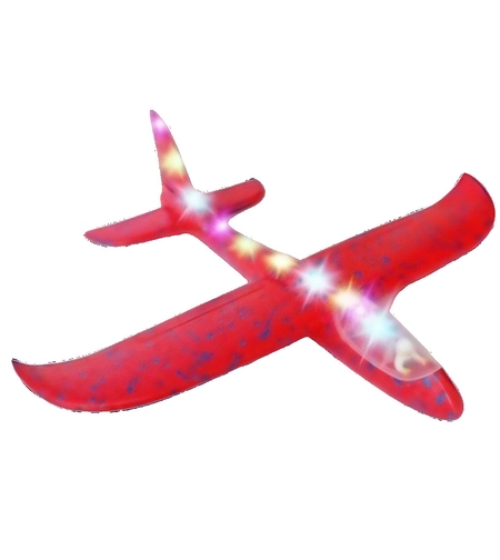 Avion Planor cu Pilot, Flippy, Din Polistiren, Cu Lumini pe Toata Lungimea, 47 cm, Rosu