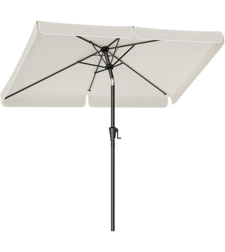 SONGMICS Umbrela de gradina cu manivela, UPF 50+, inclinare 30°, structura metalica, 300x200 cm, bej