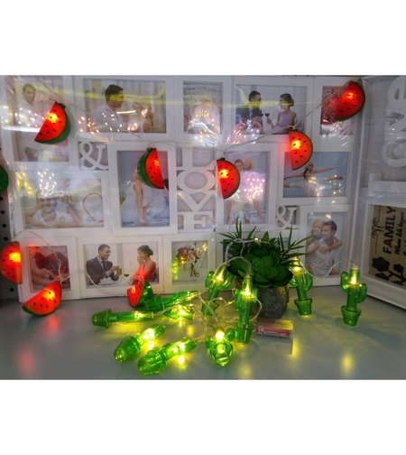 Instalatie de Craciun cu Baterii Fir Transparent Tip Sir 1.5 m 10 LED -uri Cactus Alb Cald