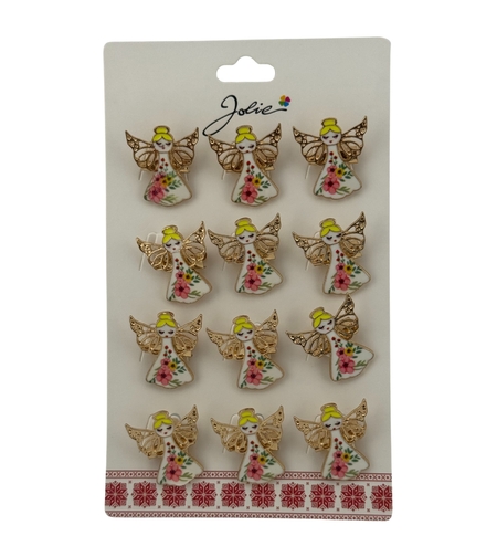 Set 12 Brose Martisor pentru Copii, Jolie, Model Ingeras, Multicolor