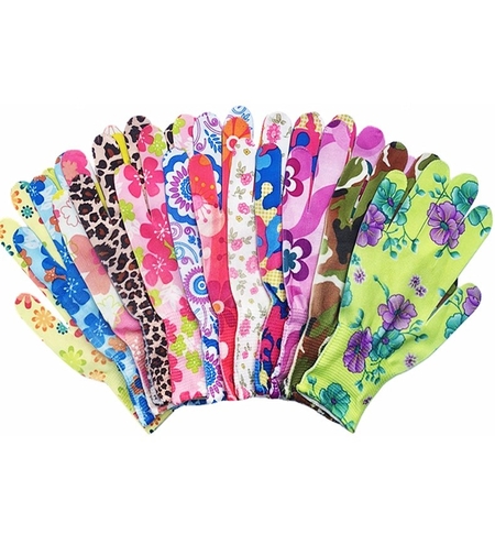 Manusi de Gradinarit, Flippy, din Nailon, Marime Universala 20 cm, Model Inflorat, Antiderapante, Multicolor