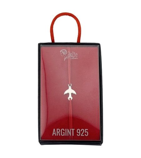Bratara Dama Argint 925, Jolie, Model Randunica cu Snur Rosu, Pandativ Silver 0.48 gr, Argintiu