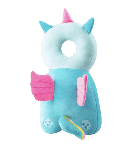 Perna tip Rucsac pentru Protectia Capului, Flippy, Tetiera tip Unicorn, pentru Bebelusi, 33x6x19 cm, 180 g, Albastru