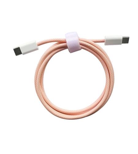 Cablu de Date Universal, Flippy, Incarcare Rapida, Type-C to Type-C Compatibil cu Telefon sau Tableta, Cablu de Incarcare Impletit din Nailon, 1 m, Roz