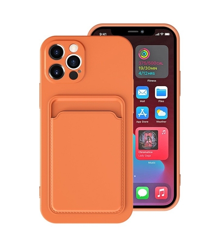 Husa protectie cu suport card compatibila cu Samsung A72 Portocaliu