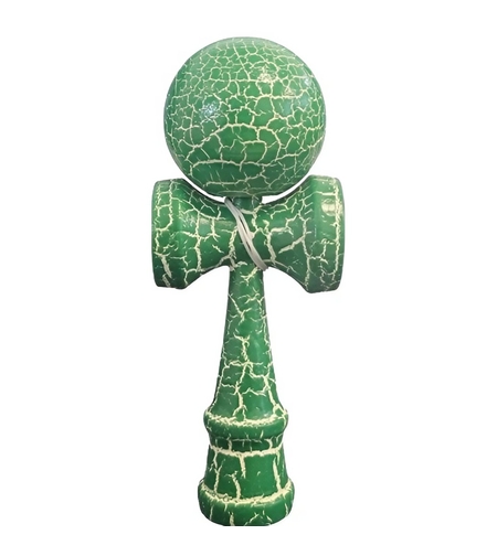 Kendama X Originala, Profesionala, Flippy, Kendama Cracked, din Lemn, 18 cm, Verde Alb