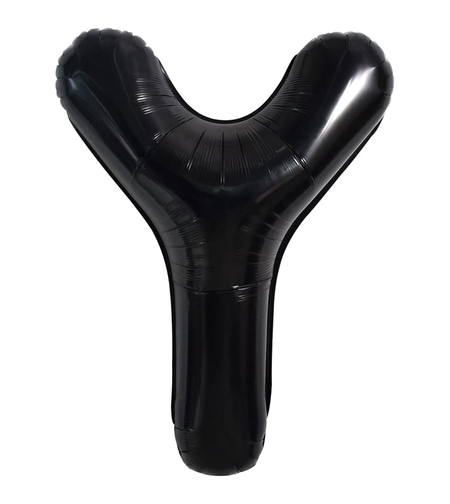 Balon Folie Metalizata Litera Y, Flippy, 40 cm, Umflati cu Heliu sau Aer, Ambalaj Individual, Pai inclus, Negru