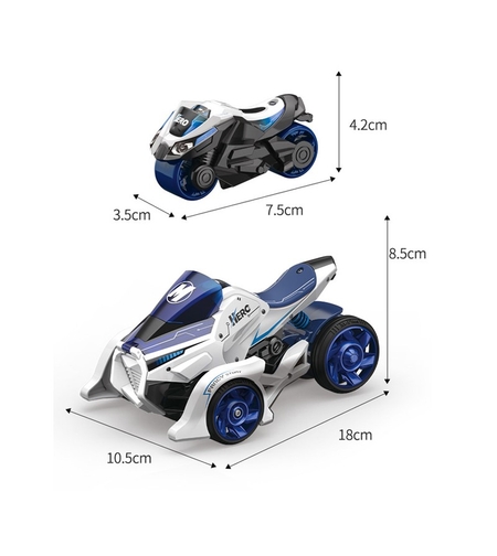 Jucarie pentru copii, masina cu extensie de motocicleta 2 in 1, albastra