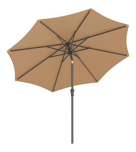 SONGMICS Umbrela de gradina, cu manivela pentru deschidere, sistem inclinare, 300cm, taupe