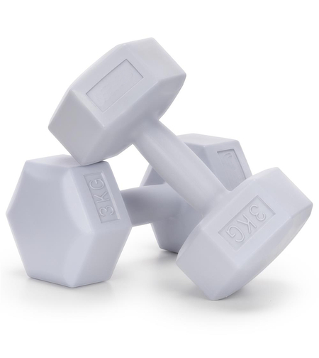 Set gantere hex 2x3 kg, bitum cu invelis rezistent PP, gri
