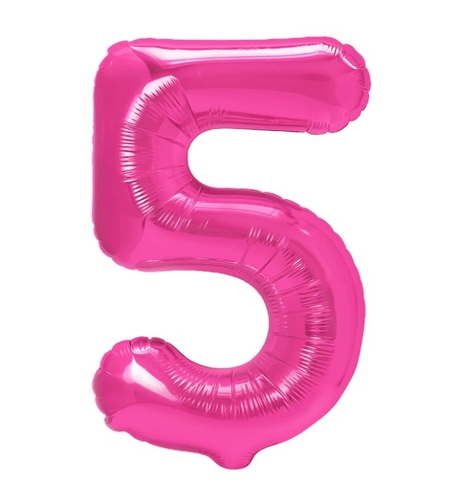 Balon din Folie Metalizata, Flippy, Figurina Cifra, Model 5, Tema Aniversare 100 cm, Ambalaj Individual, Pai Inclus, Umflare cu Aer sau Heliu, Roz