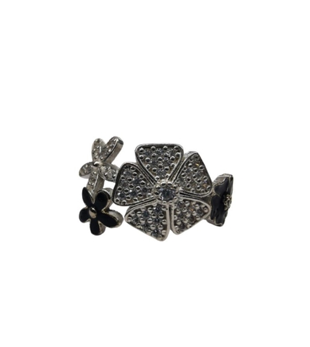 Inel, Jolie Silver, Argint 925 Trifoi cu Email Negru M 52