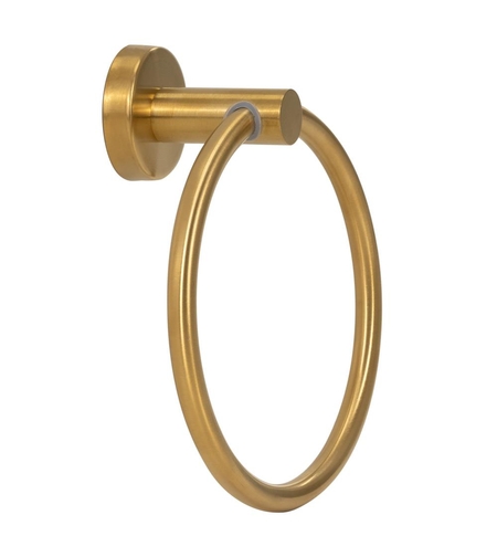 Suport metalic tip inel pentru prosop, inox cu finisaj lucios, diametru 17 cm, accesorii montaj incluse, auriu
