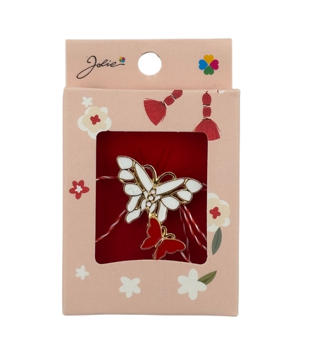 Martisor Brosa Mica in Cutie, Jolie, Dimensiune Brosa 2.5-3cm, Material Metal, Model Fluturi, Cutie Roz