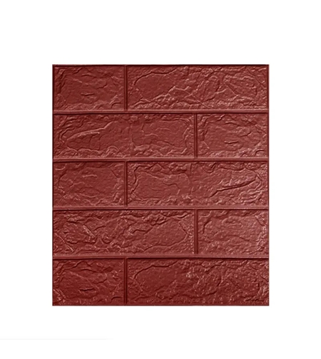 Set 10 Placi Tapet 3D, Flippy, 35 x 38 cm, Grosime 3 mm, din Polietilena, Model Caramida, Suprafata acoperita 1.33 mp, Maro