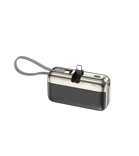 Baterie Externa, Flippy, Power Bank, Capsule, 10000 mAh, Design Compact, Incarcare Rapida, Compatibilitate Universala, 9 x 5 x 2,5 cm, Negru
