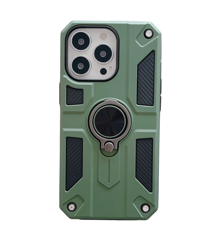 Husa protectie Vafy compatibila cu Apple iPhone 13 Pro Defender Model 5 cu suport prindere inel,Verde