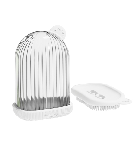 Sapuniera de Calatorie, Flippy, Suport pentru Sapun cu Scurgere a Apei, Recipient cu Capac Depozitare, Savoniera pentru Baie, 12.6x6.1x8.4cm, Alb
