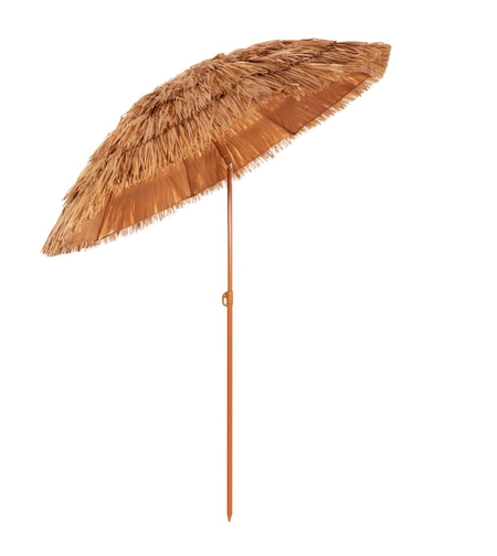 Umbrela de plaja tip hawai pliabila, cu inaltime si unghi reglabil, structura metalica, 160 cm, maro