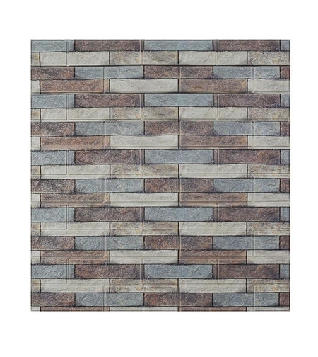 Set 10 Placi Tapet 3D, Flippy, 70 x 77 cm, Grosime 3 mm, din Polietilena, Model Caramida, Suprafata acoperita 5.3 mp, Piatra Colorata