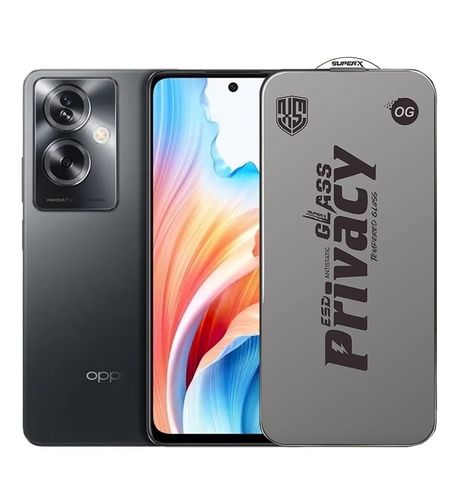 Folie de Protectie pentru Oppo A79, Vafy, Sticla Securizata ESD Antistatica, Super-X Privacy OG, Margini Negre, 0.30 mm, Transparent Inchis