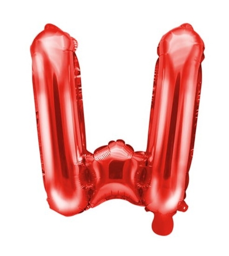 Balon Folie Metalizata Litera W, Flippy, 40 cm, Umflati cu Heliu sau Aer, Ambalaj Individual, Pai inclus, Rosu