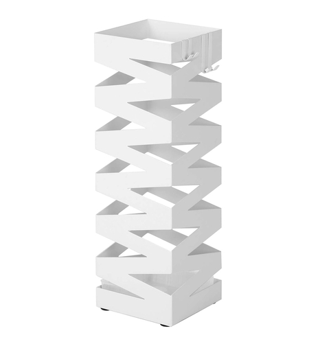 SONGMICS Suport metalic pentru umbrele, cu carlige si tava de picurare, 15x15x49cm, alb