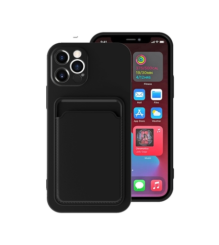 Husa protectie Vafy cu suport card compatibila cu Huawei P40 Lite E Negru