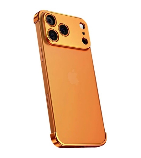 Carcasa de Telefon, Vafy, Compatibila Apple iPhone 17 Pro, Fara Rama, doar Colturi si Camera, din Metal, Grosime 0.1 mm, Portocaliu