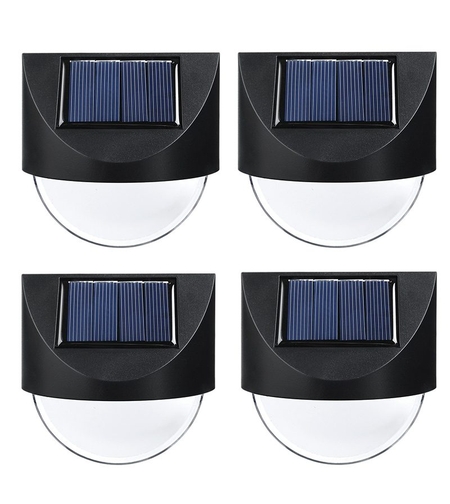Aplica Solara LED pentru Gradina, Flippy, Set 4 Bucati, ABS/Policarbonat, Rezistent la Apa IP65, 1 LED, pentru gradina, casa, balcon, terasa, 1.2V, 600mah, 8.8 x 8.5 cm, Lumina Alb Rece, Negru