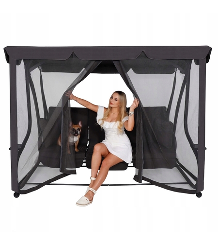 Balansoar leagan pat 3 persoane Sersimo Corsica, cu plasa anti-insecte, sarcina 320kg