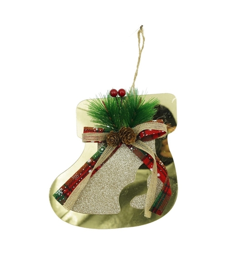 Ornament brad, Flippy, Ciorap, Auriu, Lucios, 17*17CM, Acril, Interior/ Exterior