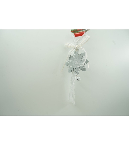Ornament de brad fulg de nea, Flippy, gri, lemn, 25 cm