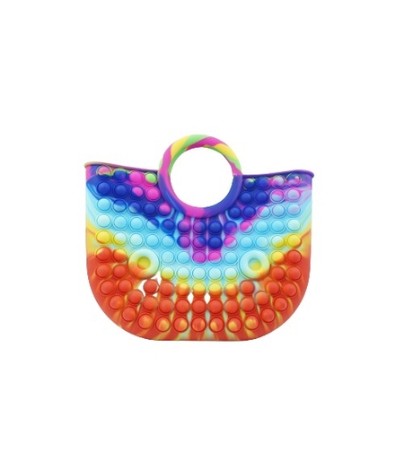 Jucarie Antistres din silicon Flippy, Pop It Now And Flip It, Geanta mare, 28 cm, Multicolor, Model 6