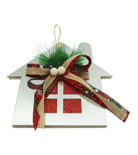 Ornament brad, Flippy, Casa, Argintiu, Lucios, 14*17CM, Acril, Interior/ Exterior