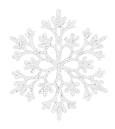 Decoratiune brad fulg de zapada, set 12 bucati, 9-10cm, alb